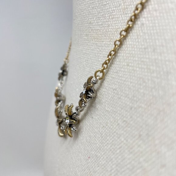 Vintage Starburst Rhinestone Necklace Gold & Silver‎ Tone Adjustable Chain - Picture 6 of 12